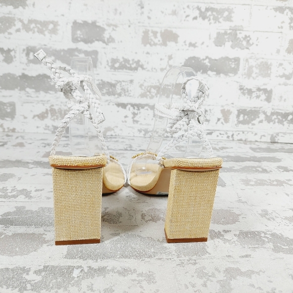 NEW Schutz Hina White Cream Flowers Square Toe Block Heel Strappy Sandals W829 - Picture 6 of 12